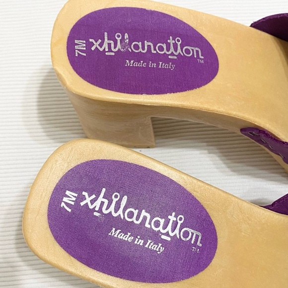 Vintage 90s Y2K Xhilaration Italy Purple Suede Plastic Chunky Heel Sandals - Picture 6 of 10